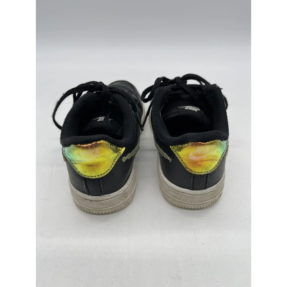 Nike Air‎ Force One Kids Iridescent Digital Swoosh 1.5 Y Black Pre Owned